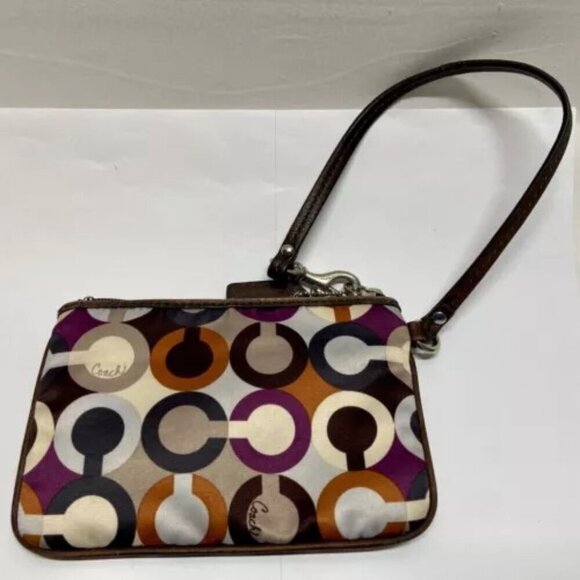Coach Op Art Madison Wristlet Multicolor Signature Sateen Wristlet Leather Trim - Picture 6 of 9